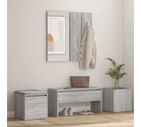 vidaXL Ensemble de Meubles de Couloir Banc d'Entrée Boîte de Rangement Miroir de Coiffeuse Porte-manteau Sonoma Gris Bois 3120201