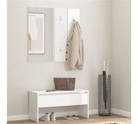 vidaXL Ensemble de Meubles de Couloir Banc d'Entrée Siège Panneau de Portemanteau Meuble de Rangement Intérieur Blanc Brillant Bois d'Ingénierie