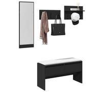 vidaXL Ensemble de meubles de couloir 4 pcs noir bois d'ingénierie