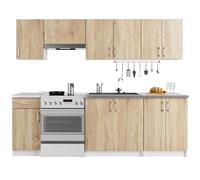Ensemble De Meubles De Cuisine AKORD LIMA Blanc 240 cm 11 portes 1 tiroir façade Chêne Sonoma 240 x 44,5 x 203 cm