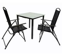 Ensemble de meubles de jardin 3 pièces / groupe de salle à manger / 1x table, 2x chaises / table Dimensions env. H. 76 x W. 80 x D. 80 cm / Ensemble de dossier 80M