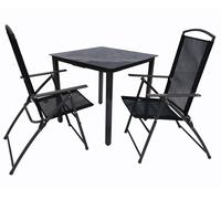 Ensemble de meubles de jardin 3 pièces / groupe de salle à manger / 1x table, 2x chaises / table Dimensions env. H. 76 x W. 80 x D. 80 cm / Ensemble de dossier 80S