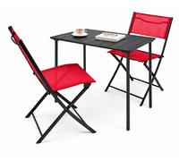 Ensemble de meubles de jardin 3 pièces | groupe de salle à manger de groupe de sièges | 1xtable, 2x chaises | dimensions de table env. H. 72 x W. 80 x D. 55 cm | Pliable | Ensemble de jardin - Sumila