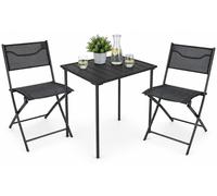 Ensemble de meubles de jardin 3 pièces | groupe de salle à manger de groupe de sièges | 1xtable, 2x chaises | dimensions de table env. H. 72 x W. 80 x D. 55 cm | Pliable | Ensemble de jardin - Sumila