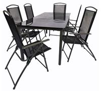 Ensemble de meubles de jardin 7 pièces | groupe de salle à manger de groupe de sièges | 1x table, 6x chaises | dimensions de table env. H. 76 x W. 189 x D. 90 cm | Ensemble Hochlehner 189S