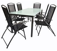 Ensemble de meubles de jardin 7 pièces | groupe de salle à manger de groupe de sièges | 1x table, 6x chaises | dimensions de table env. H. 76 x W. 189 x D. 90 cm | Ensemble Hochlehner 189M