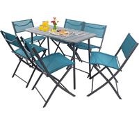 Ensemble de meubles de jardin 7 pièces | groupe de salle à manger de groupe de sièges | 1xtable, 6x chaises | dimensions de table env. H. 72 x W. 110 x D. 55 cm | Pliable | Ensemble de jardin - Sumila