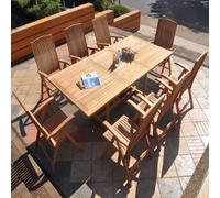 Ensemble de meubles de jardin 8 chaises pliantes Bari + table à rallonges Parma 180-240 x 120 cm
