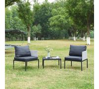 Ensemble de meubles de jardin 'Accettura' 3 pièces avec coussins Aluminium Gris