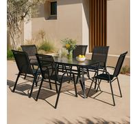 Ensemble de meubles de jardin 'Aradeo' 7 pièces comprenant 1 table et 6 chaises noir