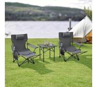 Ensemble de meubles de jardin 'Bellante' 3 pièces en tissu textile gris
