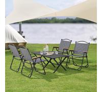Ensemble de meubles de jardin 'Botrugno' 5 pièces en tissu textile gris
