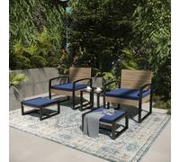 Ensemble de meubles de jardin 'Calvello' 5 pièces comprenant une table, 2 chaises et 2 repose-pieds