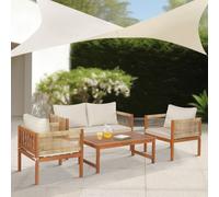 Ensemble de meubles de jardin 'Cannole' 4 pièces en bois d'acacia et polyrattan couleur bois