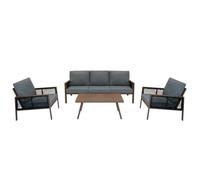 Ensemble de meubles de jardin - Effet Bois - Aluminium - 4 pièces - Contemporain - Beige
