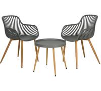 Ensemble de meubles de jardin en plastique, table et 2 fauteuils, noir