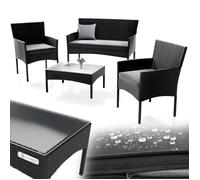 Ensemble de meubles de jardin en polyrotin - Juskys - Fort Myers - 4 personnes - Canapé 2 places - 2 chaises