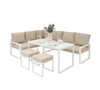 Ensemble de Meubles de Jardin Extérieur en Aluminium Blanc en Forme de L