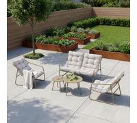 Ensemble de meubles de jardin « Kivanta » 5 pièces Banc Chaises avec coussins Tables Acier Beige