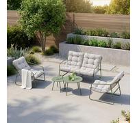 Ensemble de meubles de jardin « Kivanta » 5 pièces. Banc Chaises avec coussins Tables Acier Vert clair