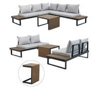 Ensemble de meubles de jardin MARBELLA avec canapé d'angle et table, GRIS
