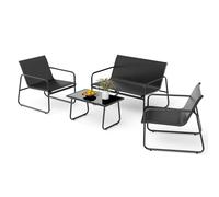 Ensemble de meubles de jardin Mondeer 4 pièces avec tissu mesh respirant, accoudoirs ergonomiques et cadre en acier robuste Balcon Terrasse Noir