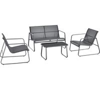 Ensemble de meubles de jardin Palencia Ensemble de jardin Banc pour 2 personnes avec table basse Structure en acier Gris foncé Noir