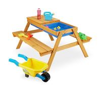 Ensemble de meubles de jardin - Relaxdays - 10033844 - Bois de pin naturel - Pour enfants - 4 personnes