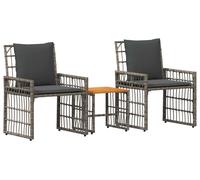 Ensemble de meubles de jardin vidaXL, 3 pièces, noir et gris foncé