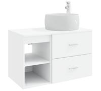 Ensemble de meubles de salle de bain, 2 pièces, blanc, en bois d'ingénierie
