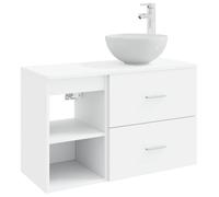 Ensemble de meubles de salle de bain, 2 pièces, blanc, en bois d'ingénierie