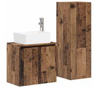 Ensemble de meubles de salle de bain, 2 pièces, bois de récupération, 33 x 34,5 x 100 cm