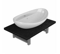 Ensemble de meubles de salle de bain 2 pièces - céramique - avec lavabo - vidaXL - métal - aggloméré - noir - 1 étagère 299din19h