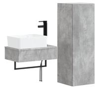 Ensemble de meubles de salle de bain, 2 pièces, couleur gris béton, dimensions 33 x 34,5 x 100 cm