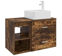Ensemble de meubles de salle de bain, 2 pièces, en bois chêne fumé