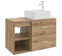 Ensemble de meubles de salle de bain, 2 pièces, en bois de chêne artisanal