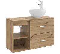 Ensemble de meubles de salle de bain, 2 pièces, en bois de chêne artisanal
