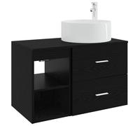 Ensemble de meubles de salle de bain, 2 pièces, en bois d'ingénierie imitation chêne noir