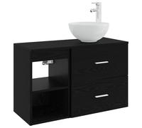 Ensemble de meubles de salle de bain, 2 pièces, en bois d'ingénierie imitation chêne noir