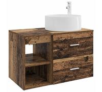 Ensemble de meubles de salle de bain, 2 pièces, en bois vieilli