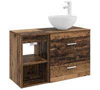 Ensemble de meubles de salle de bain, 2 pièces, en bois vieilli