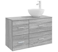 Ensemble de meubles de salle de bain, 2 pièces, finition Sonoma gris, en bois d'ingénierie