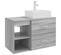 Ensemble de meubles de salle de bain, 2 pièces, finition Sonoma gris, en bois d'ingénierie