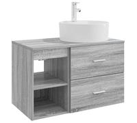 Ensemble de meubles de salle de bain, 2 pièces, finition Sonoma gris, en bois d'ingénierie