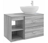 Ensemble de meubles de salle de bain, 2 pièces, finition Sonoma gris, en bois d'ingénierie