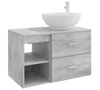 Ensemble de meubles de salle de bain, 2 pièces, gris béton