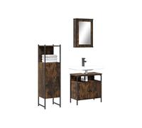 vidaXL Ensemble de Meubles de Salle de Bain 3 pcs, Armoires avec Miroir, Meuble de Rangement Toilette Intérieur Intérieur, 3214817 Marron G