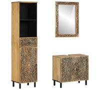 Ensemble de meubles de salle de bain 3 pcs bois manguier massif