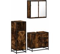 Ensemble de meubles de salle de bain 3 pcs Chêne fumé