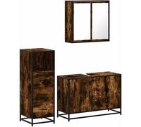 Ensemble de meubles de salle de bain 3 pcs Chêne fumé